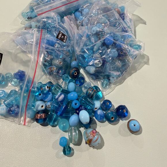 Fire Mountain Gems Other - Bead mix, 5 Bags, Lampworked Glass, Turquoise Blue Fancy Beads, 7x4mm-14x11mm